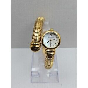 Joan Rivers Classics Gold Tubogas Wrap Bracelet Quartz Womens Watch New Battery